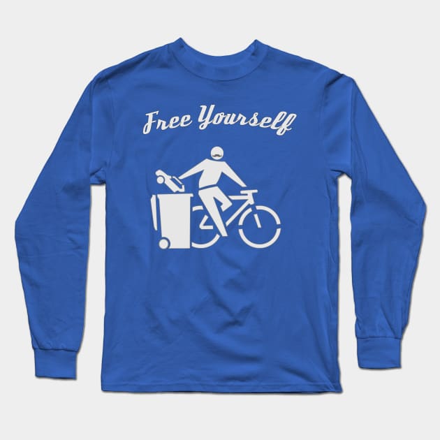 Free Yourself by Cycle. A freedom loving Cyclist. Long Sleeve T-Shirt by BecomeAHipsterGeekNow